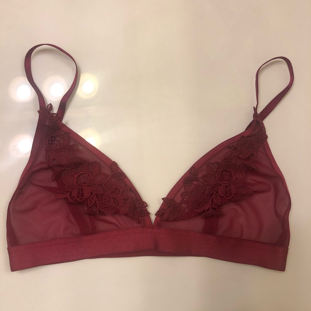 Maroon Lace Detail Bralette